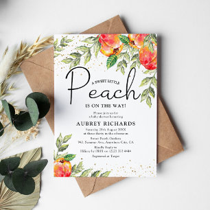 Rustic Sweet Little Peach Baby Shower Inbjudningar