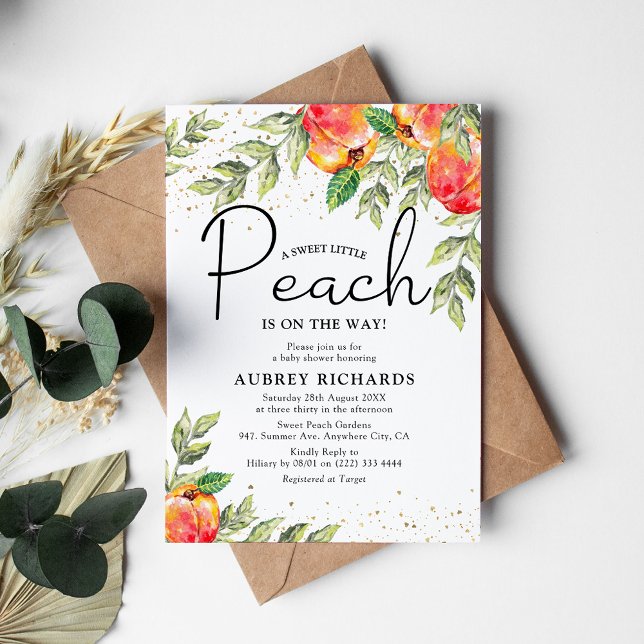 Rustic Sweet Little Peach Baby Shower Inbjudningar (Skapare uppladdad)