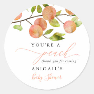 Rustic Sweet Peach Baby Shower Favor Classic Round Runt Klistermärke