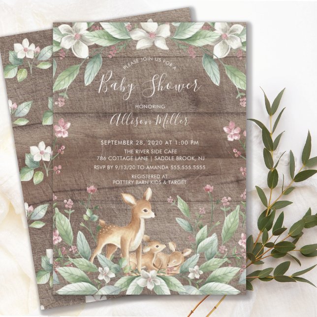 Rustic Sweet Woodland Twillingars Baby Shower Inbjudningar (Skapare uppladdad)