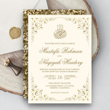 Rustic Swirl Ram Cream och Guld Muslim Bröllop
