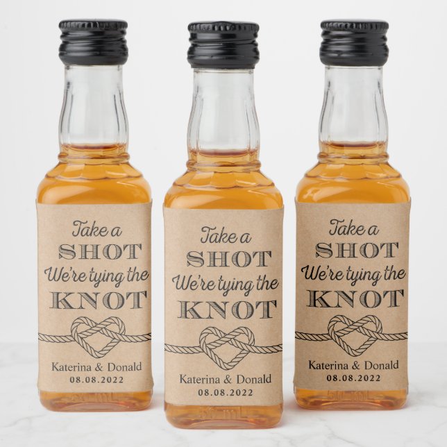 Rustic Ta En Skjut Vi Knöt Oss Bröllop Kraft Spritflaskor Etikett (Flaskor)