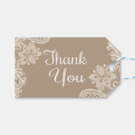 Rustic Tack Brown och White Snöre Gift Märkres Presentetikett