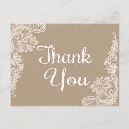 Rustic Tack Brown & White Blommigt Snöre Vykort