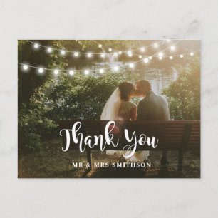 Rustic Tack Photo String Ljus Bröllop Card Vykort