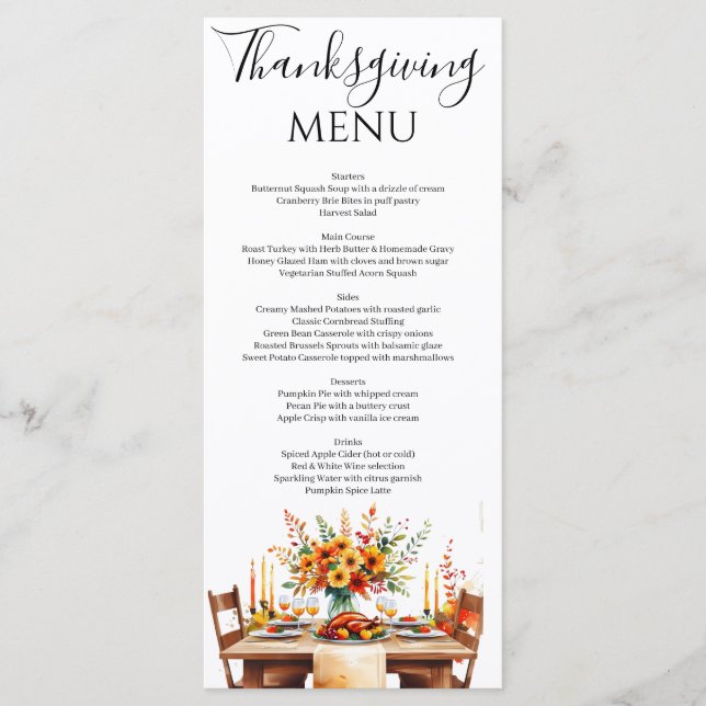 Rustic Tack Thanksgiving Party Meny (Framsida)