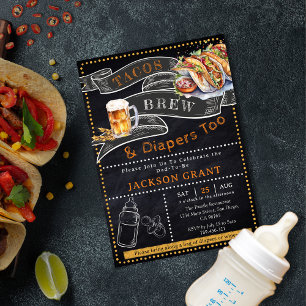 Rustic Tacos Brew & Diaper Baby Shower-inbjudan Inbjudningar