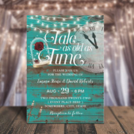 Rustic Tale så gammal som Time Teal Fairytale Bröl Inbjudningar