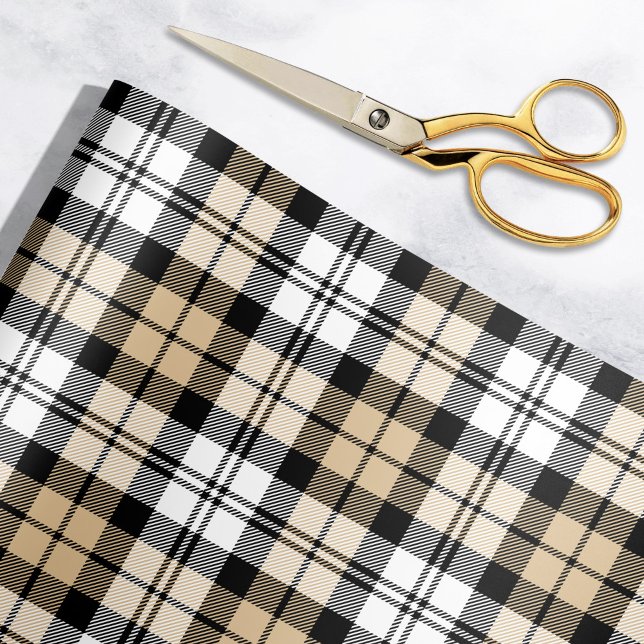 Rustic Tan Black and White Tartan Play Helgdag Presentpapper (Skapare uppladdad)
