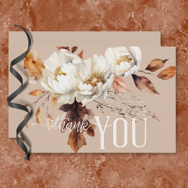 Rustic Tan Cream & Brown Fall Blommigt Bröllop Tack Kort