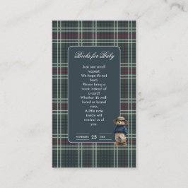 Rustic Tartan Bear Baby Shower Bokar för Baby Tilläggskort
