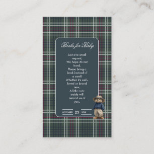 Rustic Tartan Bear Baby Shower Bokar för Baby Tilläggskort