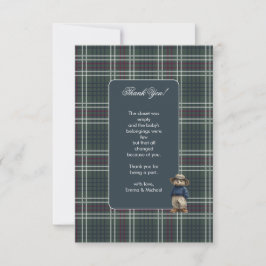 Rustic Tartan Bear Baby Shower Tack för ditt kort