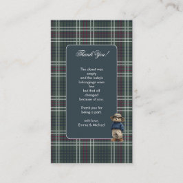 Rustic Tartan Bear Baby Shower Tack för ditt kort