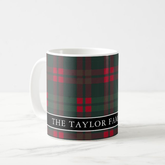 Rustic Tartan Plaid Family Name Kaffemugg (Framsida vänster)