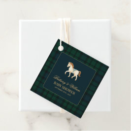 Rustic Tartan Plaid Horse Baby Shower Gåvor Etiketter