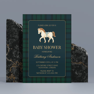 Rustic Tartan Plaid Horse Baby Shower  Inbjudningar