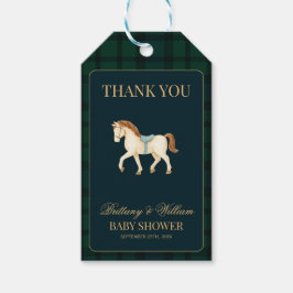 Rustic Tartan Plaid Horse Baby Shower Presentetikett