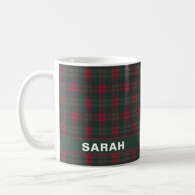 Rustic Tartan Plaid Name Kaffemugg (Vänster)