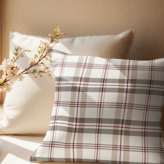 Rustic Tartan Play Tan Beige Neutralt Farmhouse Kudde (Skapare uppladdad)