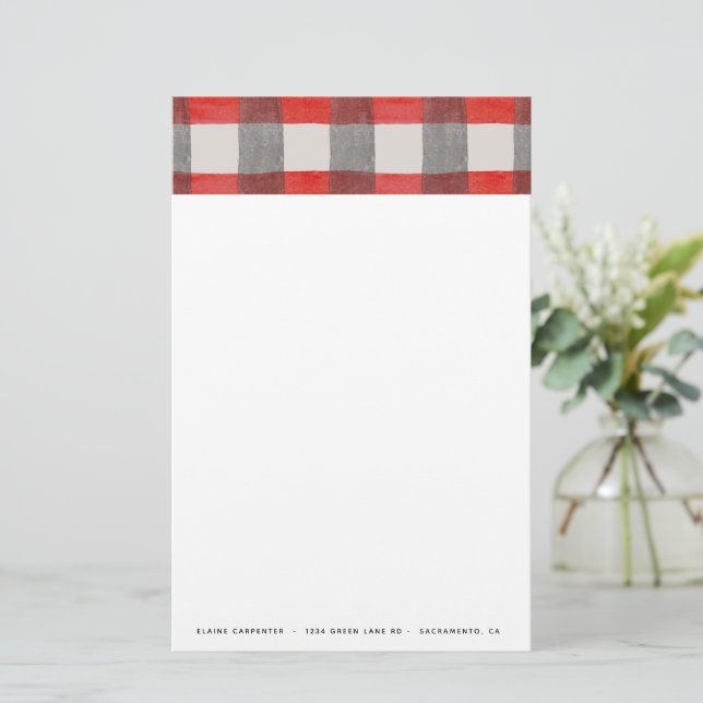 Rustic Tartan Red Personlig Stationery Brevpapper (Stående Fram)