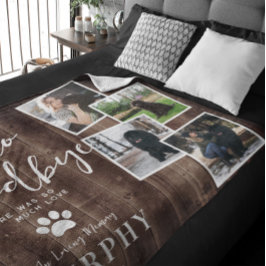 Rustic Tass avtryck Personlig Pet Memorial Photo Fleecefilt
