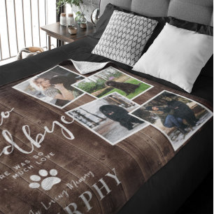 Rustic Tass avtryck Personlig Pet Memorial Photo Fleecefilt
