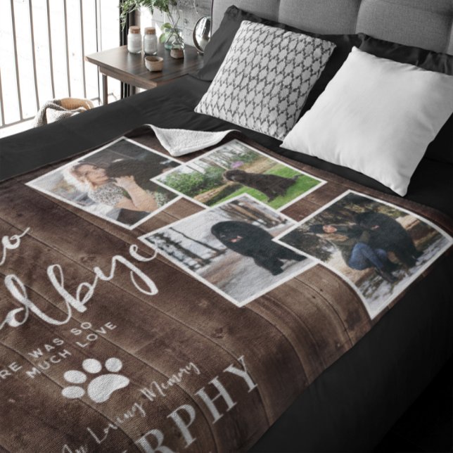 Rustic Tass avtryck Personlig Pet Memorial Photo Fleecefilt (Skapare uppladdad)