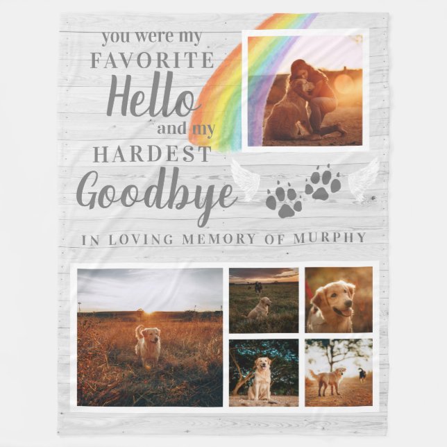 Rustic Tass avtryck Personlig Pet Memorial Photo Fleecefilt (Framsidan)