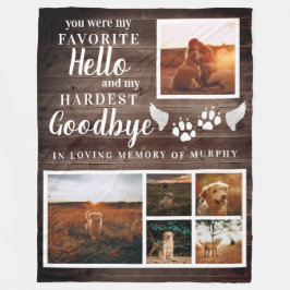 Rustic Tass avtryck Personlig Pet Memorial Photo Fleecefilt