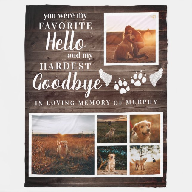 Rustic Tass avtryck Personlig Pet Memorial Photo Fleecefilt (Framsidan)
