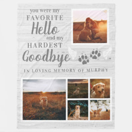 Rustic Tass avtryck Personlig Pet Memorial Photo Fleecefilt