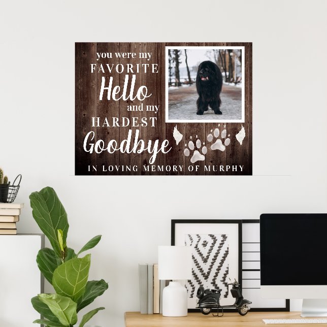 Rustic Tass avtryck Personlig Pet Memorial Photo Poster (Hemmakontoret)