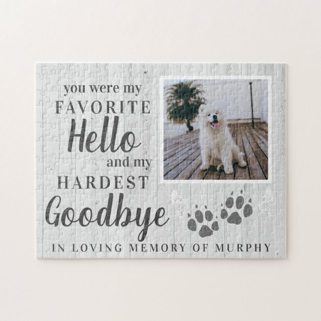 Rustic Tass avtryck Personlig Pet Memorial Photo Pussel (Horisontell)