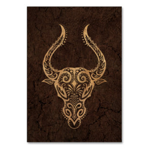 Rustic Taurus Zodiac-tecken på steneffekt Bordsnummer