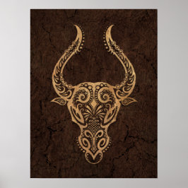 Rustic Taurus Zodiac-tecken på steneffekt Poster