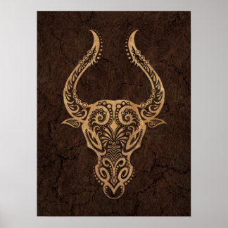 Rustic Taurus Zodiac-tecken på steneffekt Poster