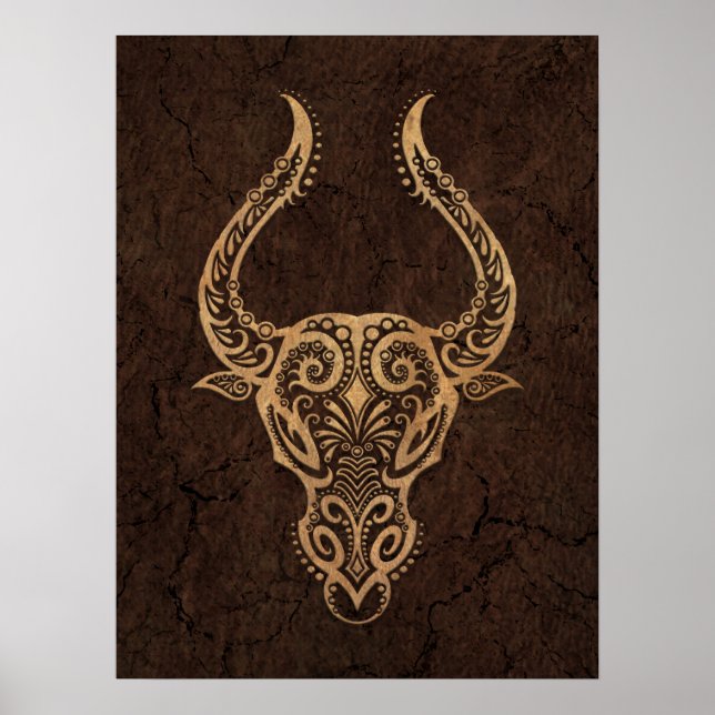 Rustic Taurus Zodiac-tecken på steneffekt Poster (Framsidan)