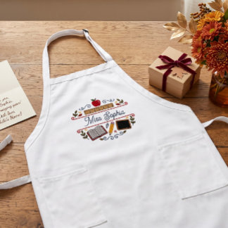 Rustic Teacher Appreciation Custom Name Apron with Långt Förkläde