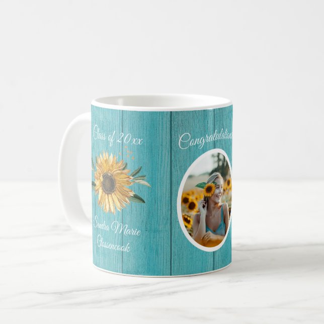Rustic Teal Blue Barn Wood Kaffemugg (Framsida vänster)