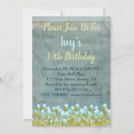 Rustic Teal Blue Watercolor Art Inbjudningar