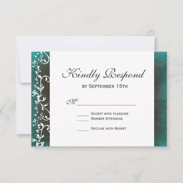 Rustic Teal Brown Swirls Bröllops OSA-kort OSA Kort (Framsida)