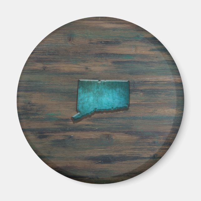 Rustic Teal Connecticut-form Magnet (Framsidan)