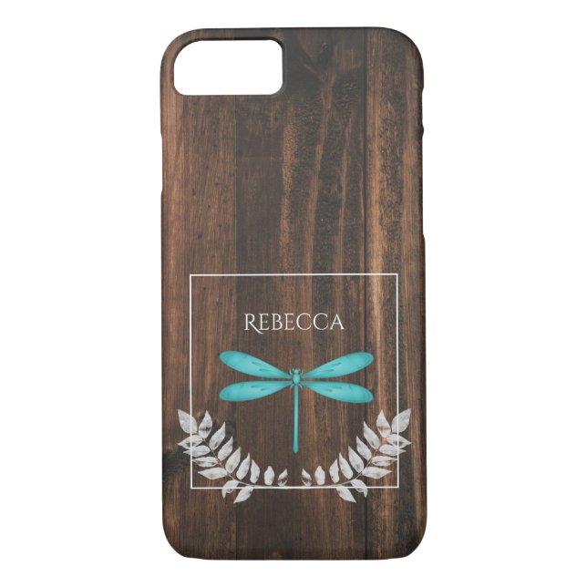 Rustic Teal Dragonfly Personlig Case-Mate iPhone Skal (Baksida)