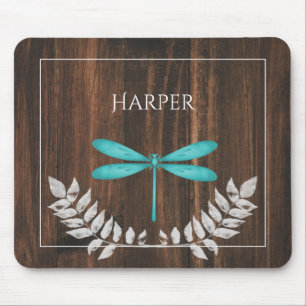 Rustic Teal Dragonfly Personlig Mouse Pad Musmatta