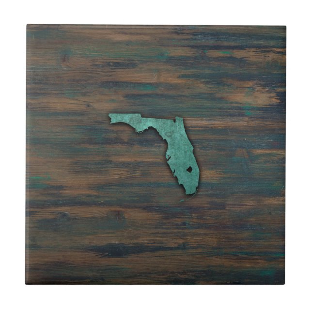 Rustic Teal Florida Shape Kakelplatta (Framsidan)