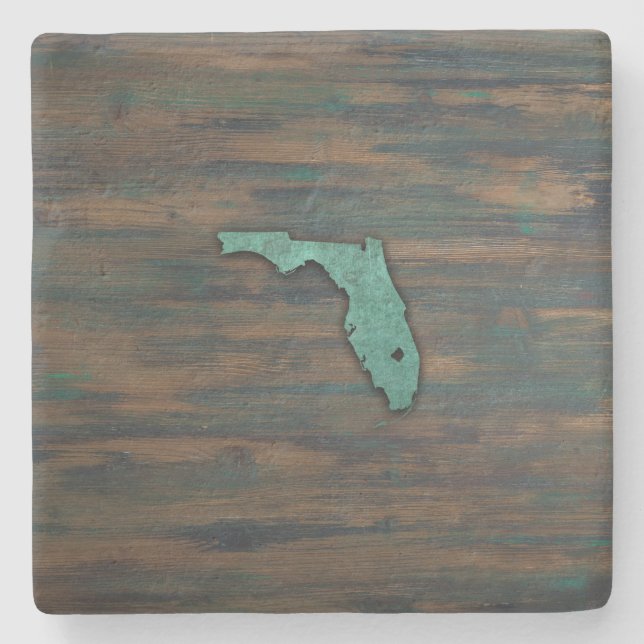 Rustic Teal Florida Shape Stenunderlägg (Framsidan)