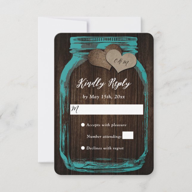 Rustic Teal Mason Burk Barn Fall Wedding OSA Kort (Framsida)