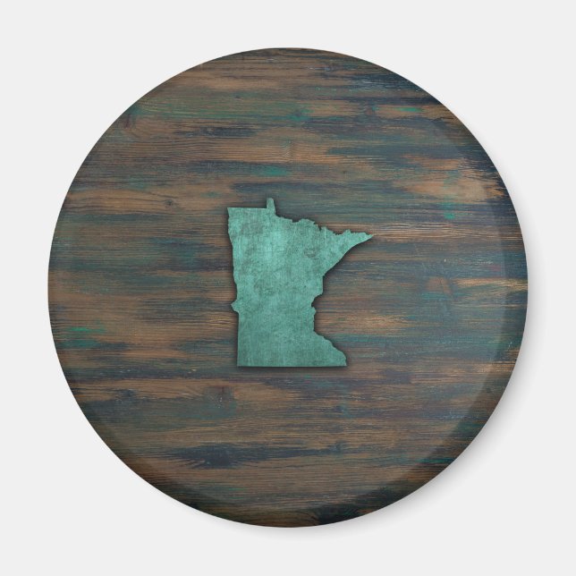 Rustic Teal Minnesota Shape Magnet (Framsidan)