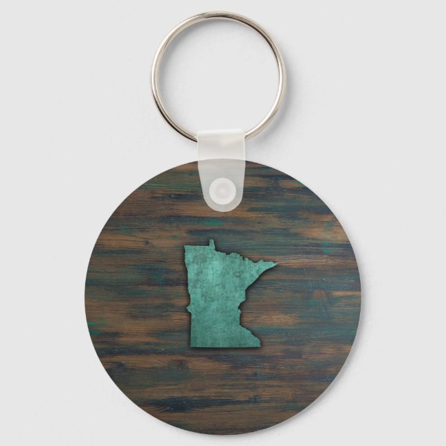 Rustic Teal Minnesota Shape Nyckelring (Framsida)